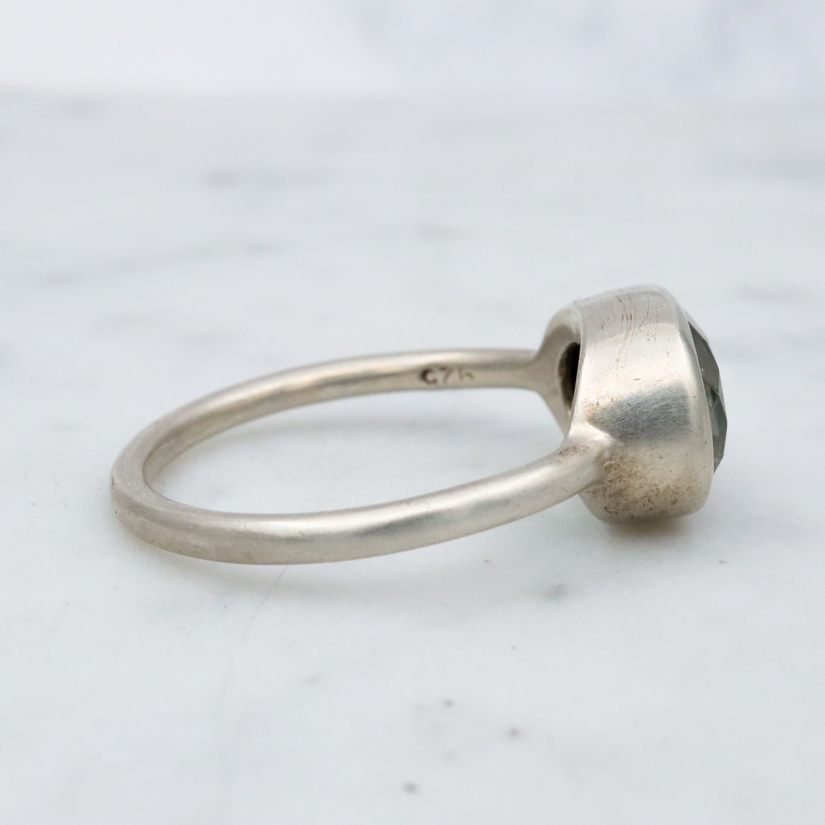 vintage Modern sterling faceted quartz solitaire ring size 7.5